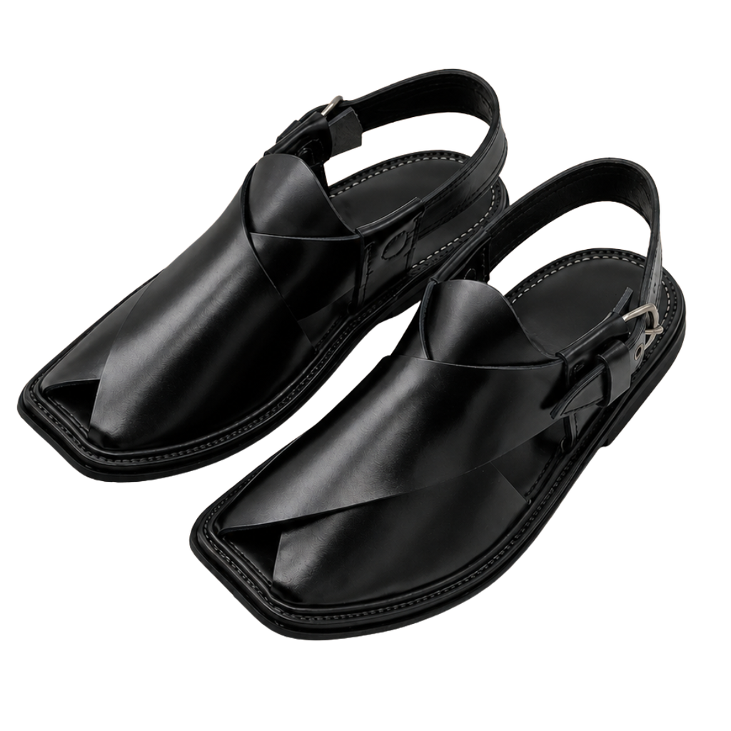 Gole-T Pure Peshawari Chappal – Handmade Black Leather (PURE PESHAWARI)
