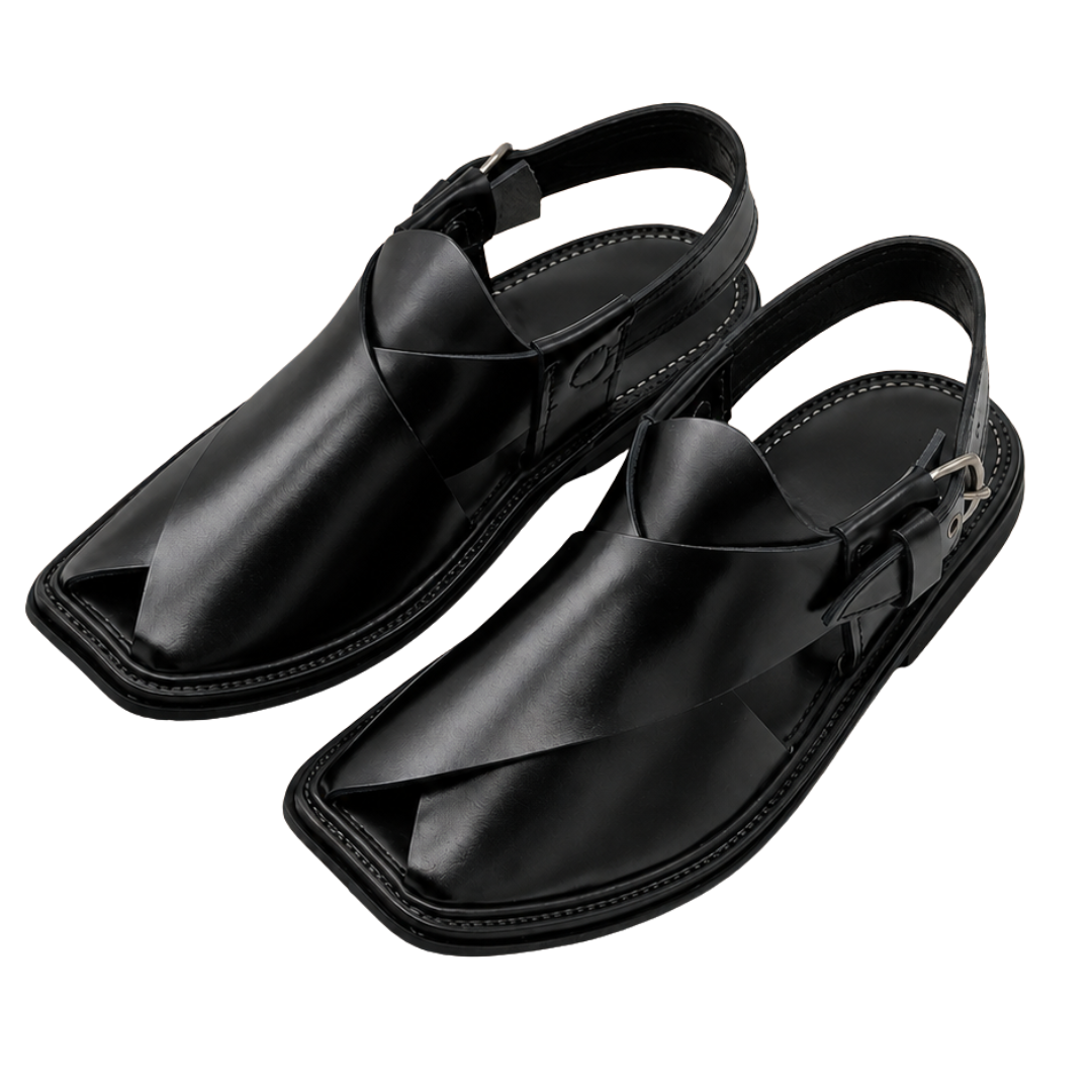 Gole-T Pure Peshawari Chappal – Handmade Black Leather (PURE PESHAWARI)