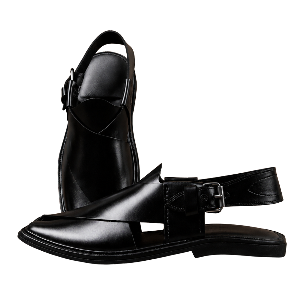 Gole-T Pure Peshawari Chappal – Handmade Black Leather (PURE PESHAWARI)