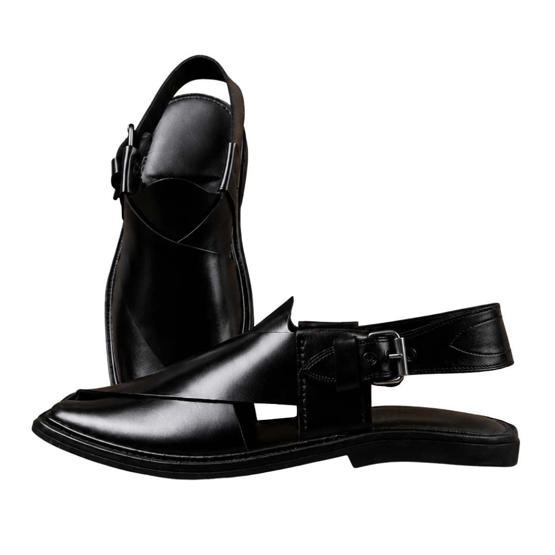 Gole-T Pure Peshawari Chappal – Handmade Black Leather (PURE PESHAWARI)