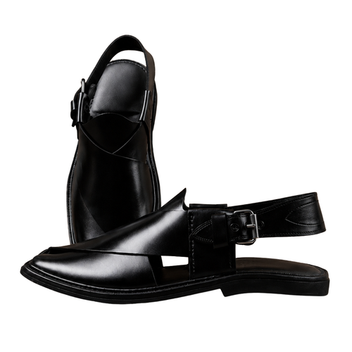 Gole-T Pure Peshawari Chappal – Handmade Black Leather (PURE PESHAWARI)