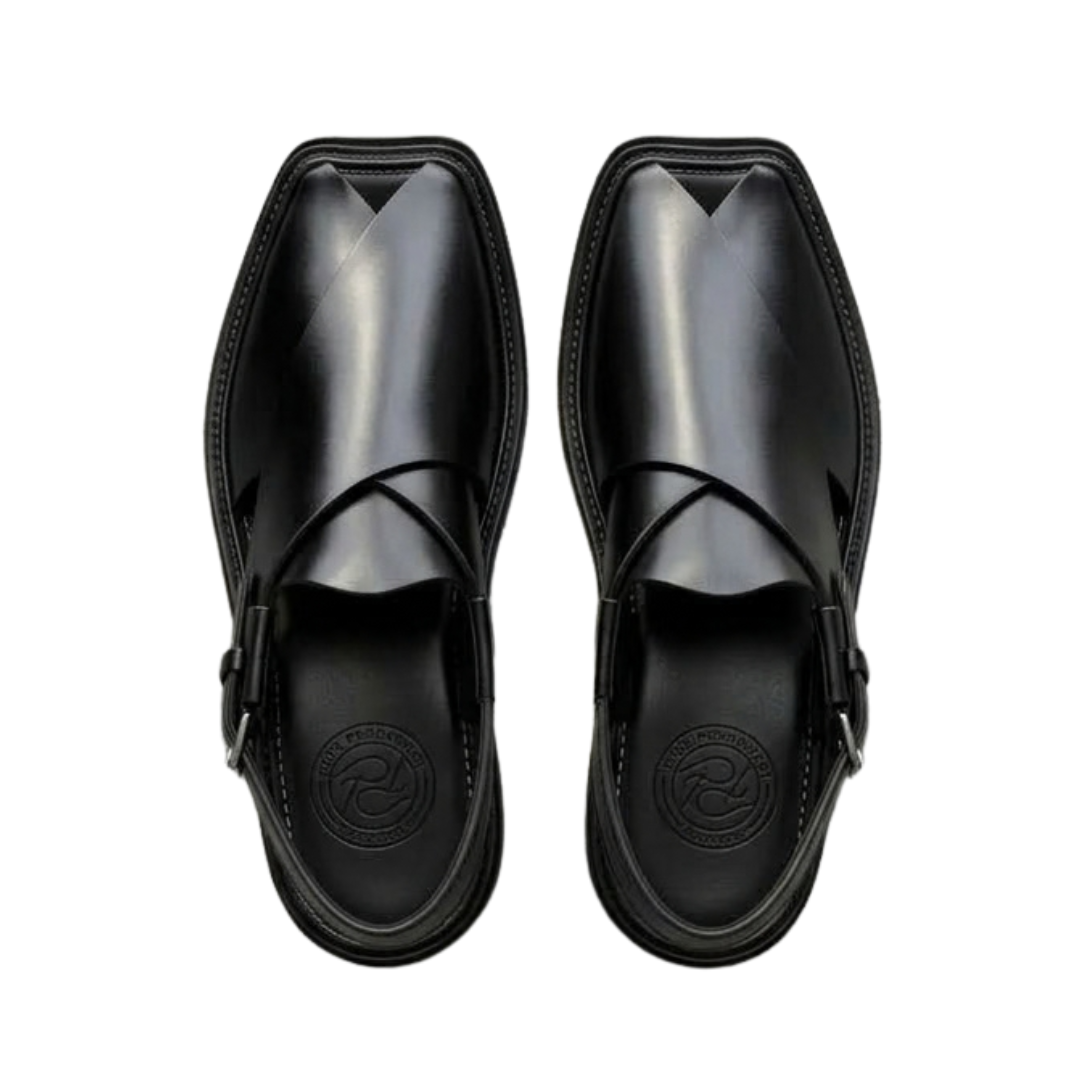 Gole-T Pure Peshawari Chappal – Handmade Black Leather (PURE PESHAWARI)