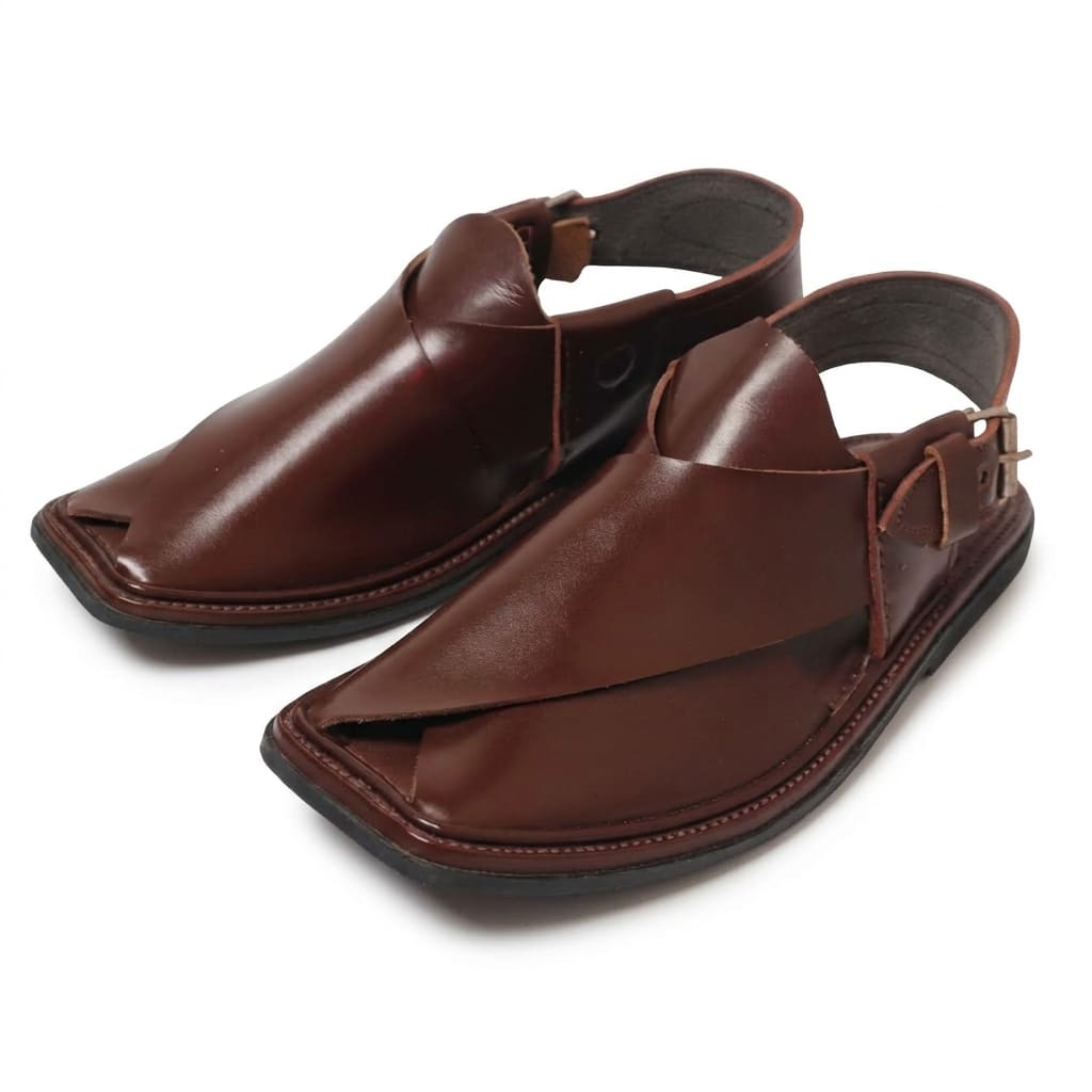 Gole-T Pure Peshawari Chappal – Shine Brown & Burgandi (PURE PESHAWARI)